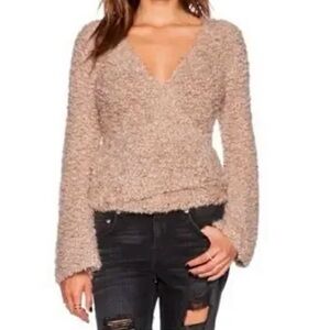 Free People Marshmallow Surplice Pullover Sweater Tan Size S
